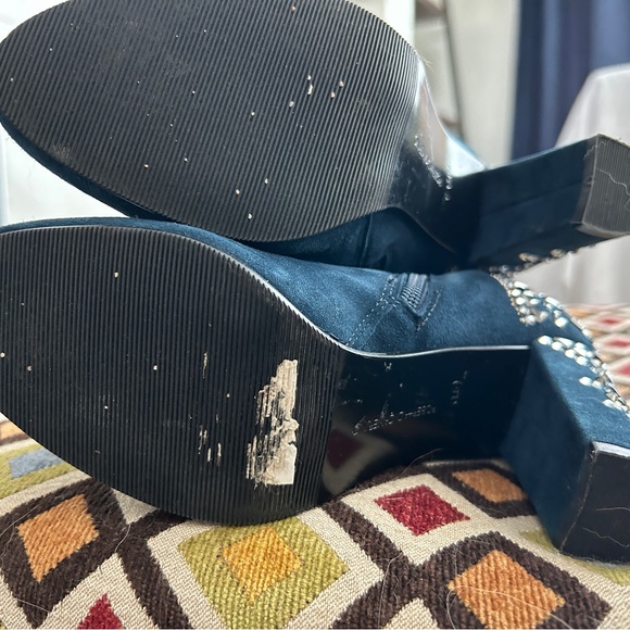 Roberta Di Carmerino Embellished Blue Leather Ankle Boots , US size 6 - Picture 5 of 15